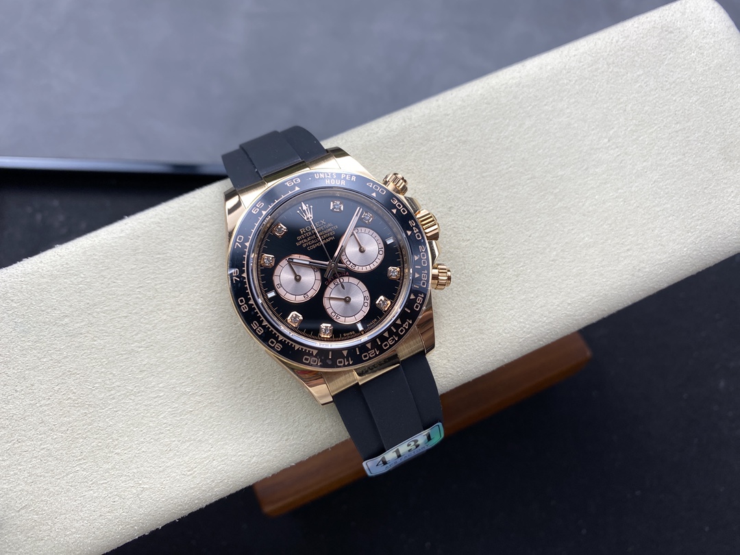 Rolex Daytona Everose Rubber 126515LN 0004 Black Dial Diamond Watch