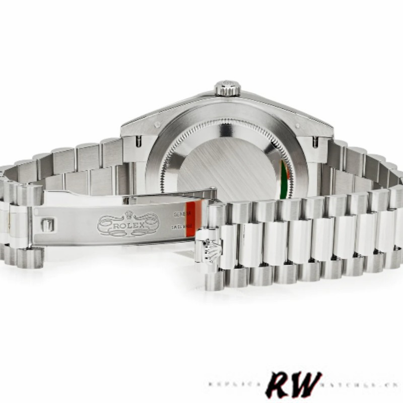 Rolex Day-Date 228396TBR Ice Blue Diagonal Motif Dial Diamond Bezel 40mm Mens Replica Watch