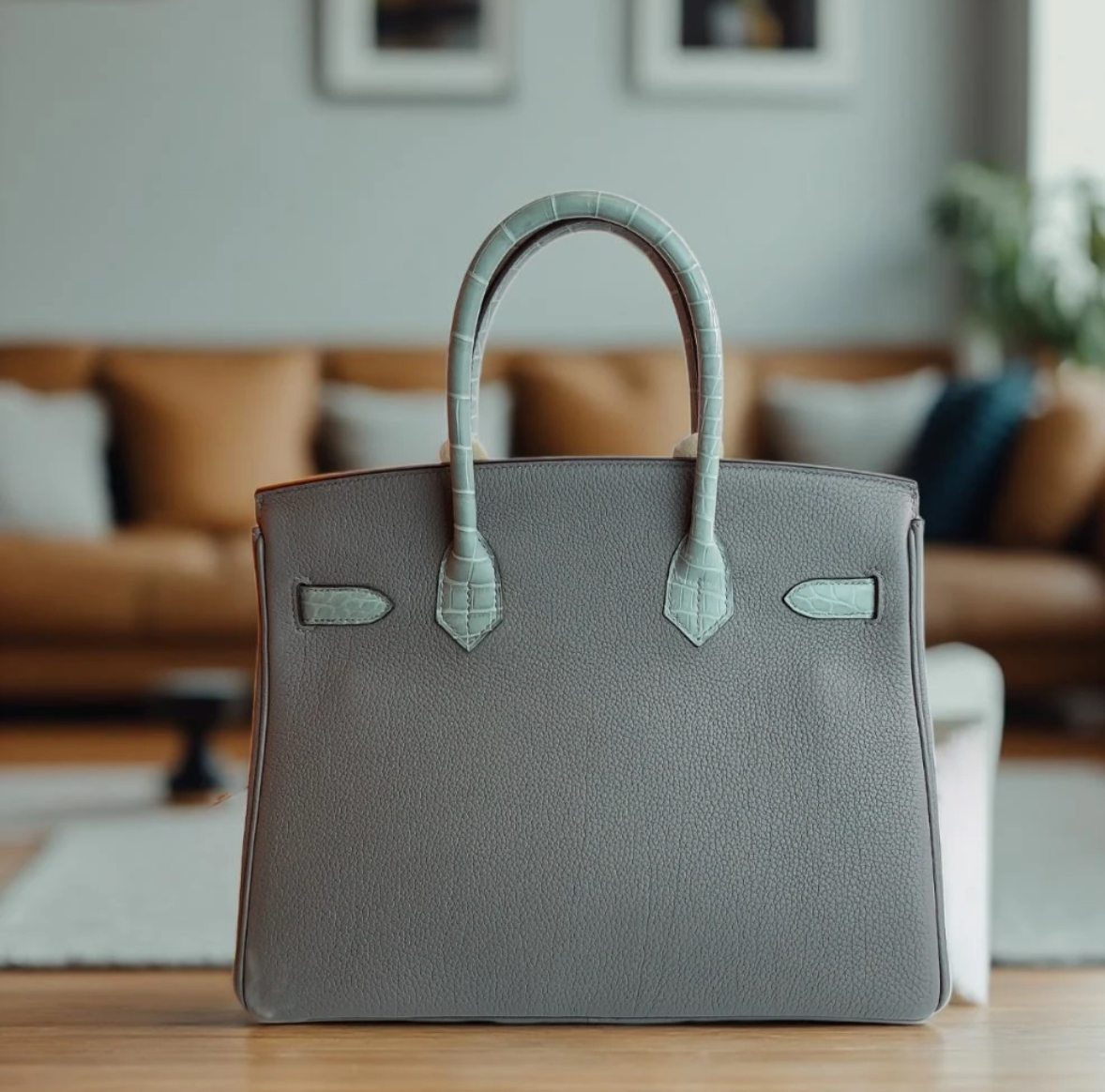 Hermès Birkin Bag 25-35 TOGO Grey Crocodile Leather Customized