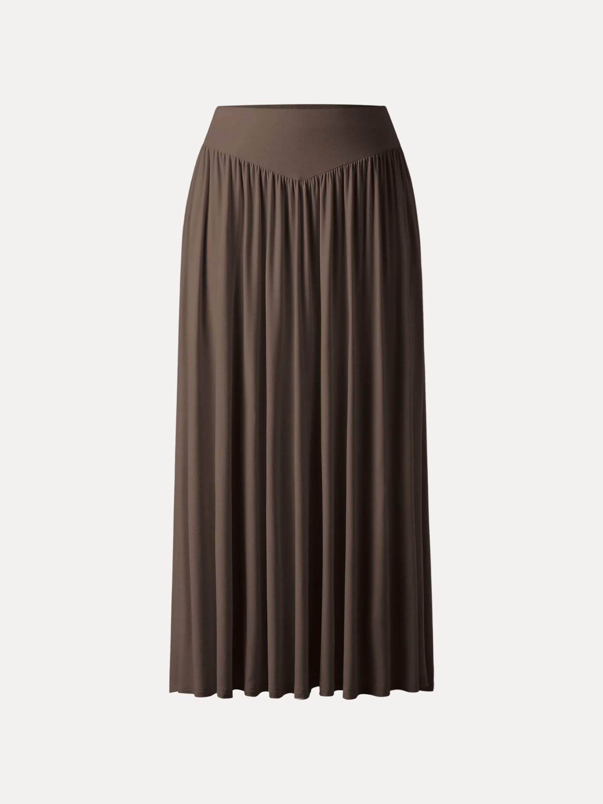 Ultrasoft V-shape Waist Gathred Maxi Circle Skirt with Pockets
