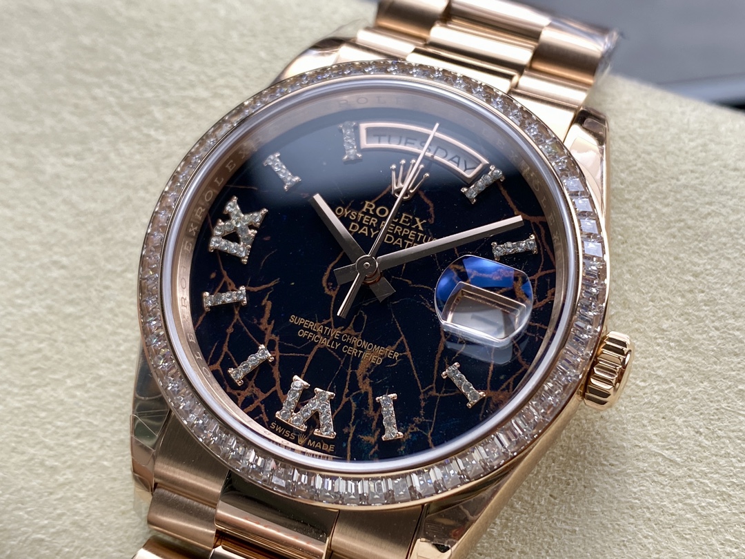 Rolex Day-Date 128345RBR Eisenkiesel dial Everose Gold 36MM Unisex Replica Watch