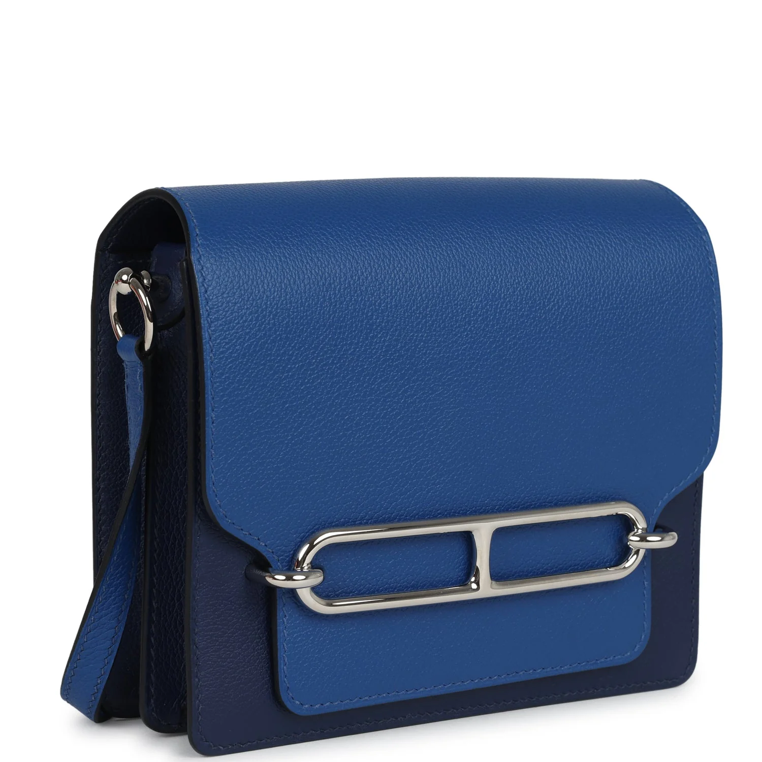 Hermes Mini Sac Roulis Bi-color Bleu Saphir and Bleu France Evercolor Palladium Hardware