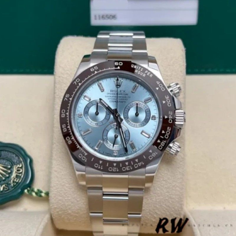 Rolex Cosmograph Daytona 116506 Ice Blue Dial Platinum 40MM Mens Replica Watch