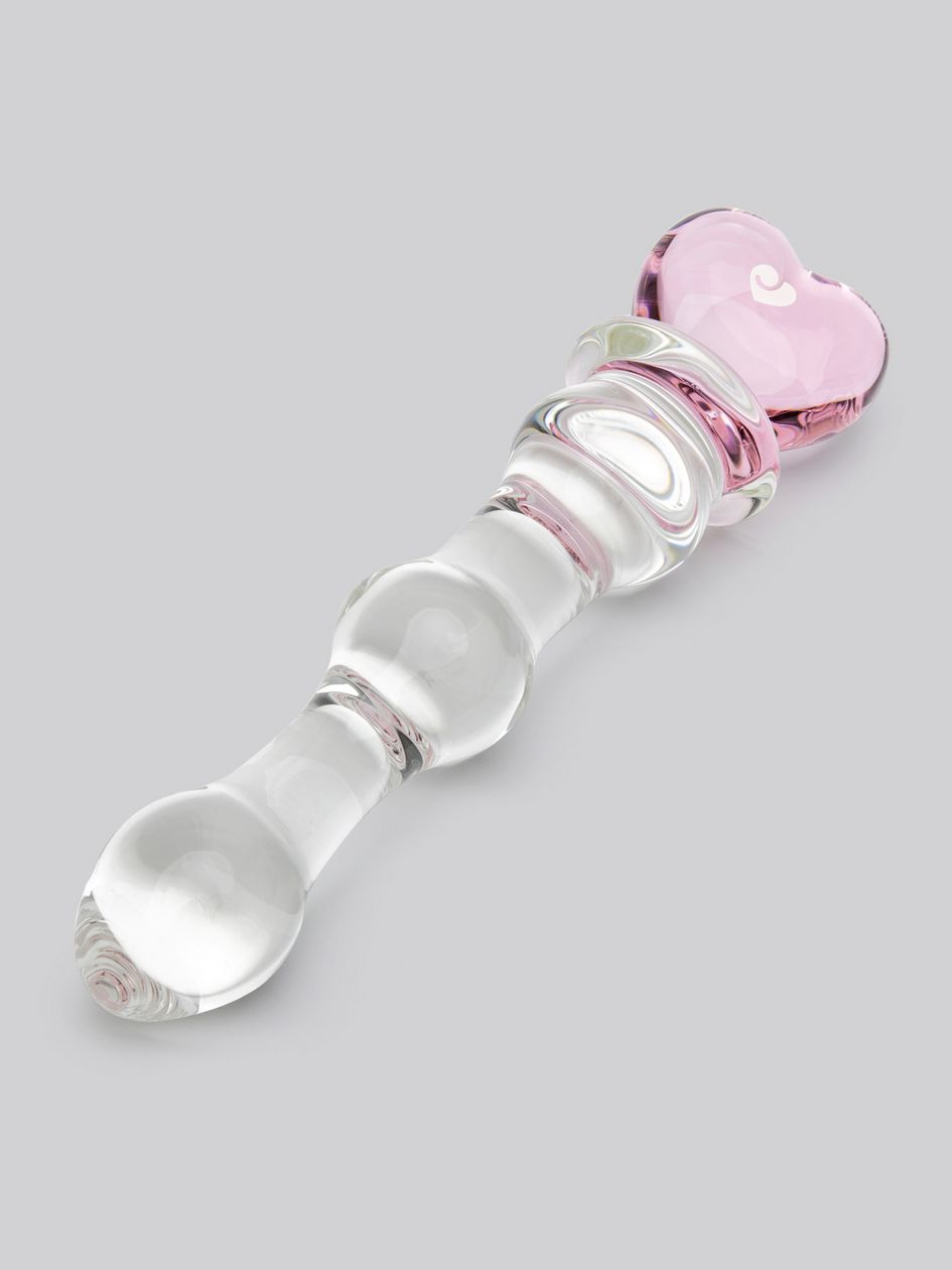 Crystal Heart Wavy Glass Dildo 6 Inch