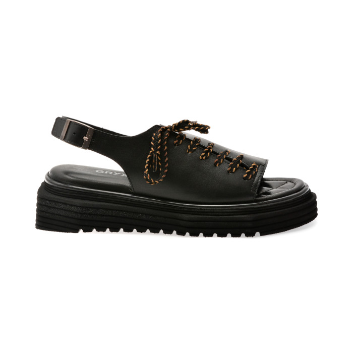 Sandale GRYXX negre, 654222, din piele naturala