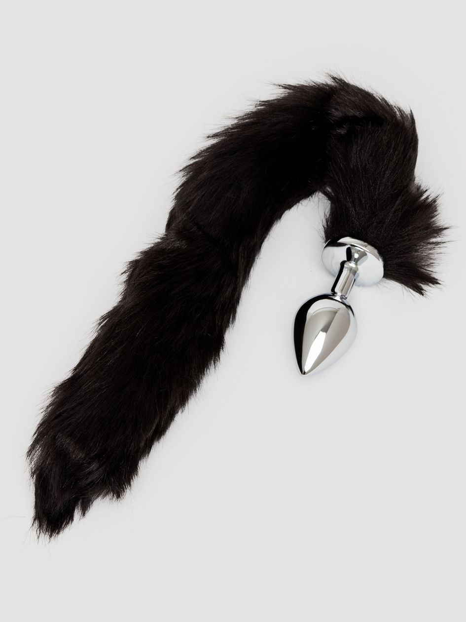 Ouch! Black Faux Fur Fox Tail Metal Butt Plug