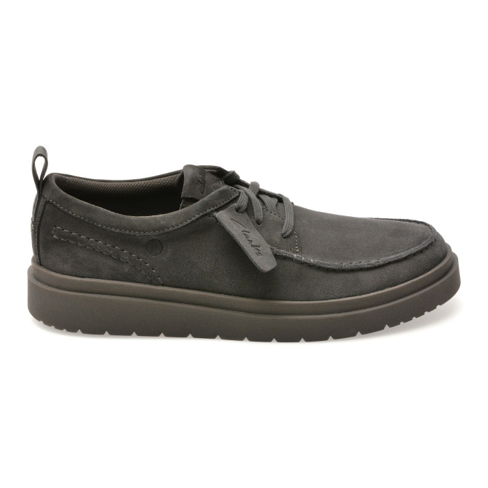Mocasini CLARKS gri, POLDEN MOC, din piele intoarsa