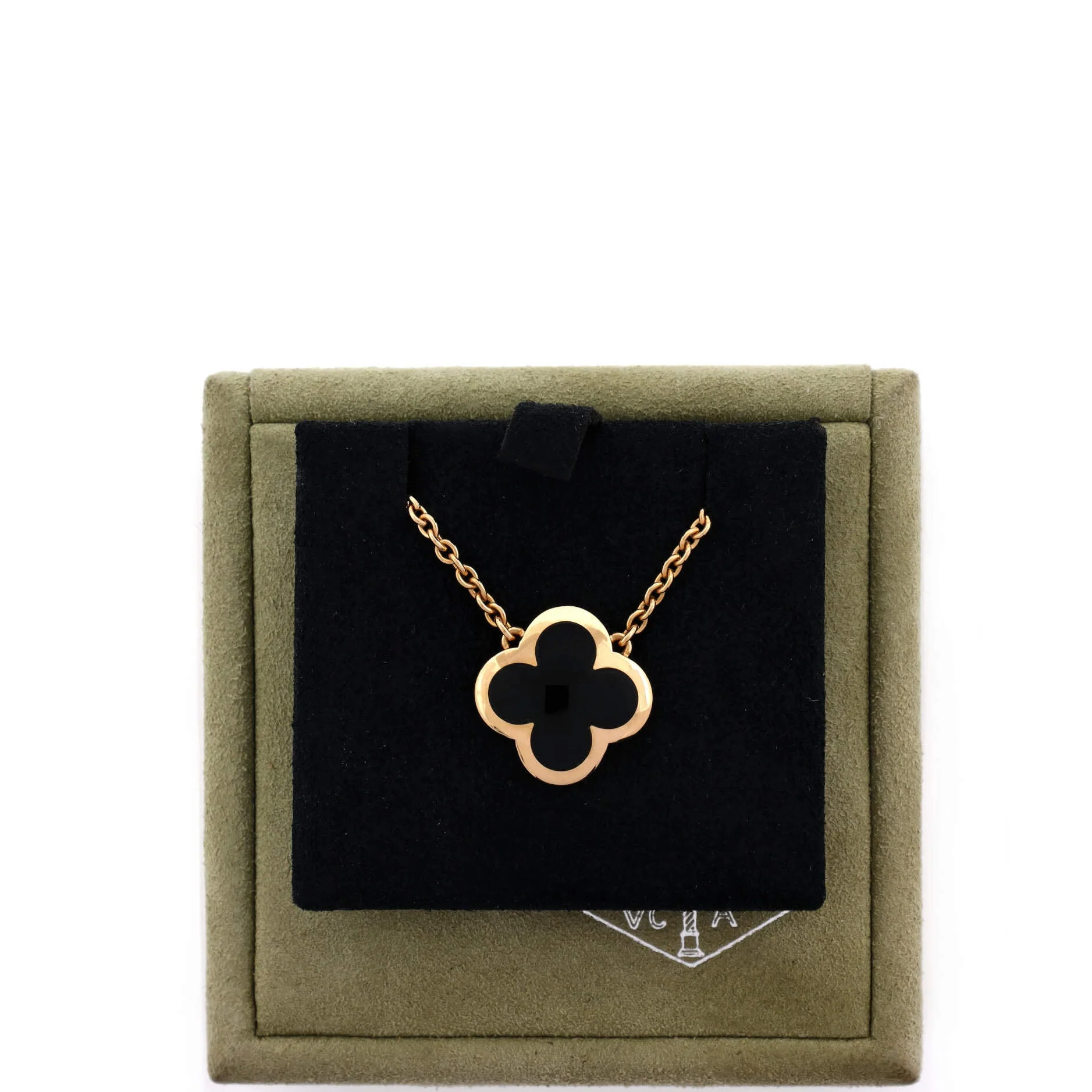 Pure Alhambra Pendant Necklace 18K Yellow Gold and Onyx