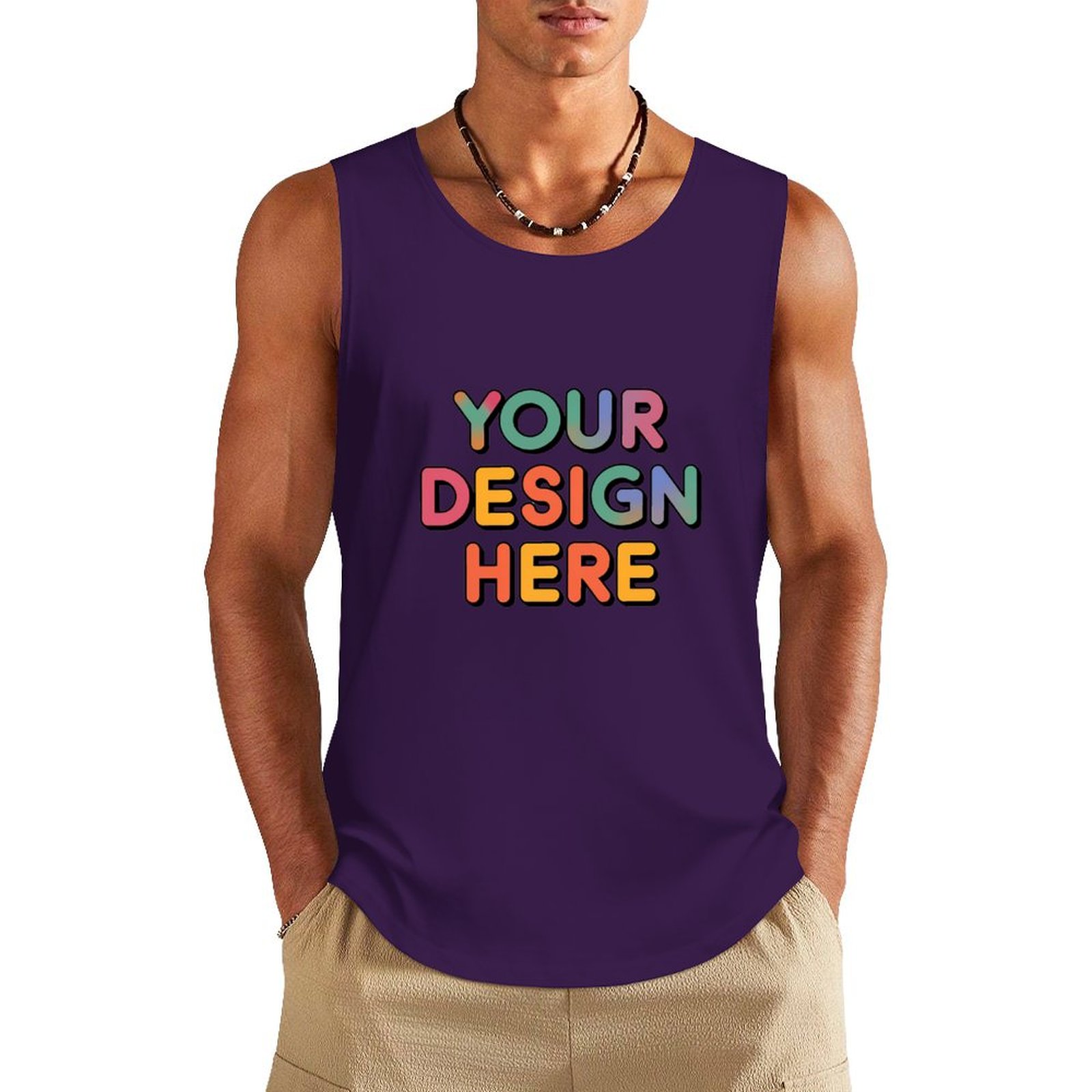 Personalized Custom Men’s 100% Cotton Sleeveless Vest