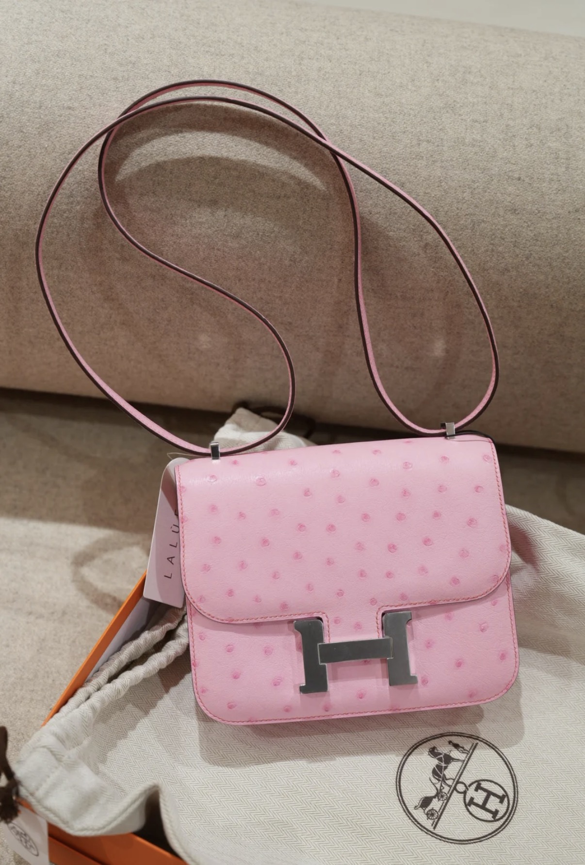CONSTANCE 19 Bubblegum Pink Ostrich Leather Custom - Artisantouchss