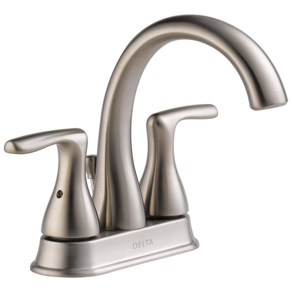 Delta Foundations; Brushed Nickel 2-Handle 4-in Centerset WaterSense Bathroom Sink Faucet with Drain | B2518LF-BN