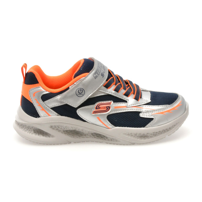 Pantofi sport SKECHERS argintii, METEOR-LIGHTS, din material textil