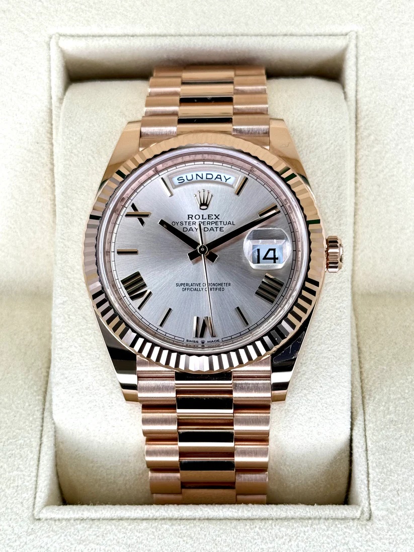 【Super Clone】RLX Day-Date "President" 40mm Everose Gold Sundust Roman Dial - 228235