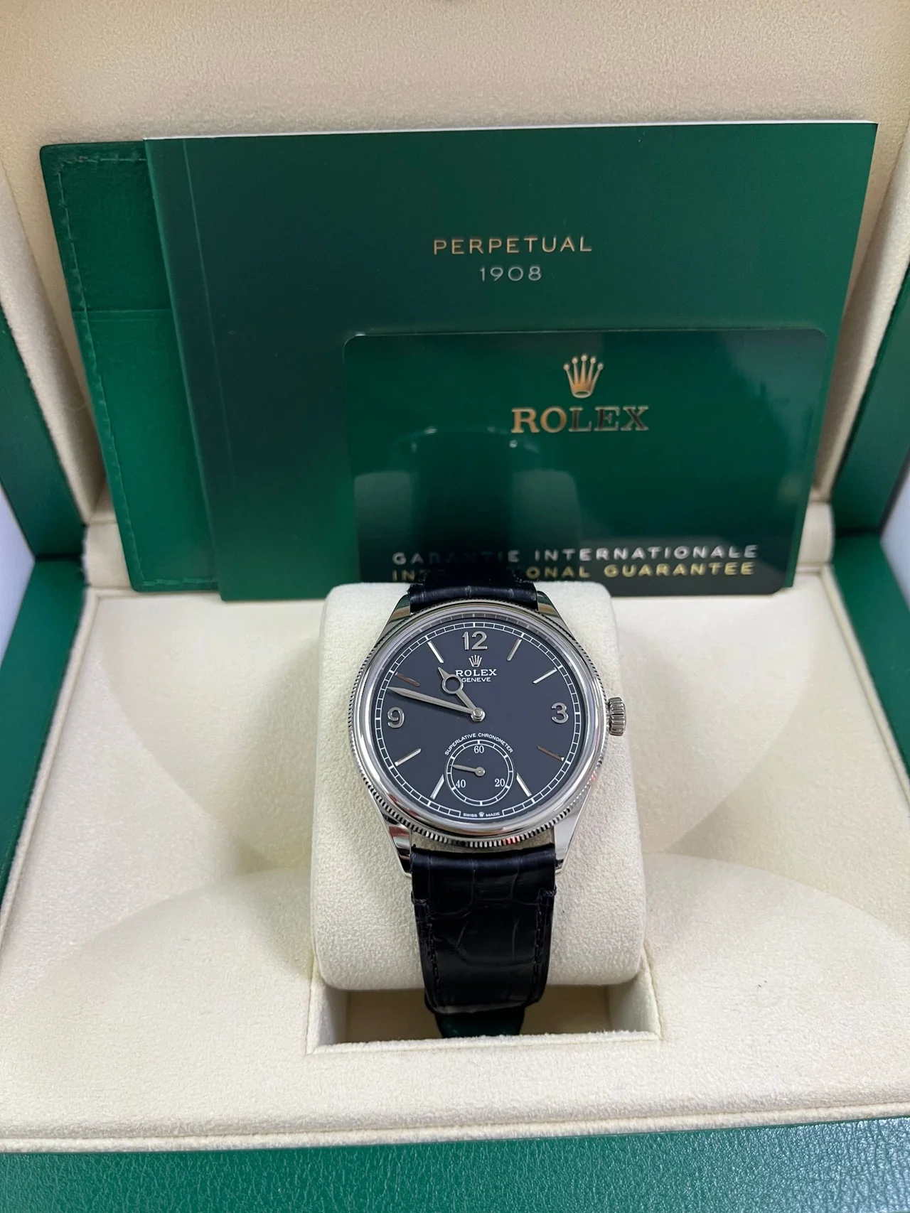Rolex 1908 Black Dial 52509 0002 39 mm Replica Watch