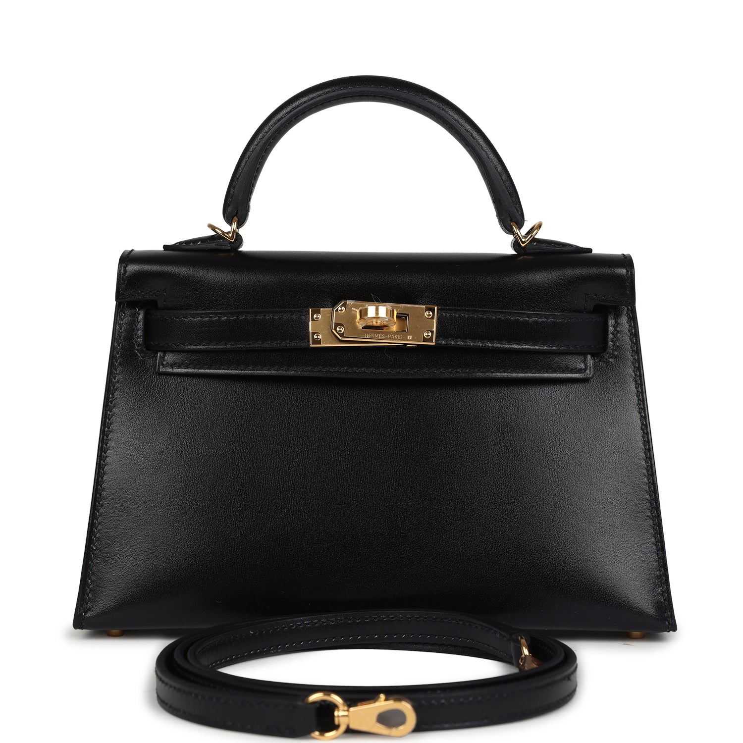 Hermes Kelly Sellier 20 Black Box Gold Hardware