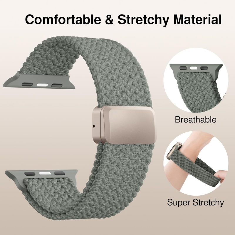 STRAPTIQUE Braided Stretchy Band Compatible with Apple Watch Bands