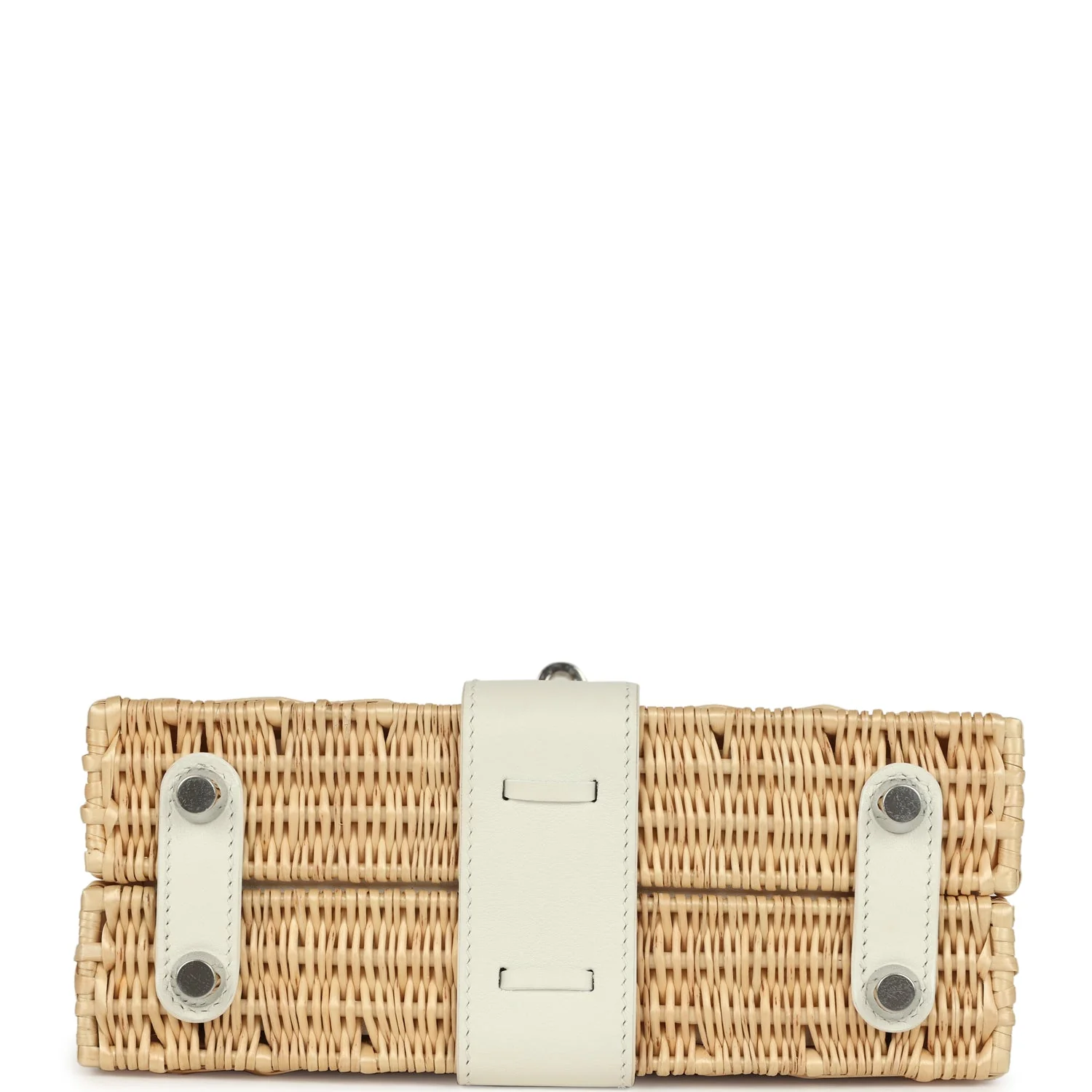 Hermes Mini Picnic Kelly 20 White Swift and Osier Wicker Palladium Hardware