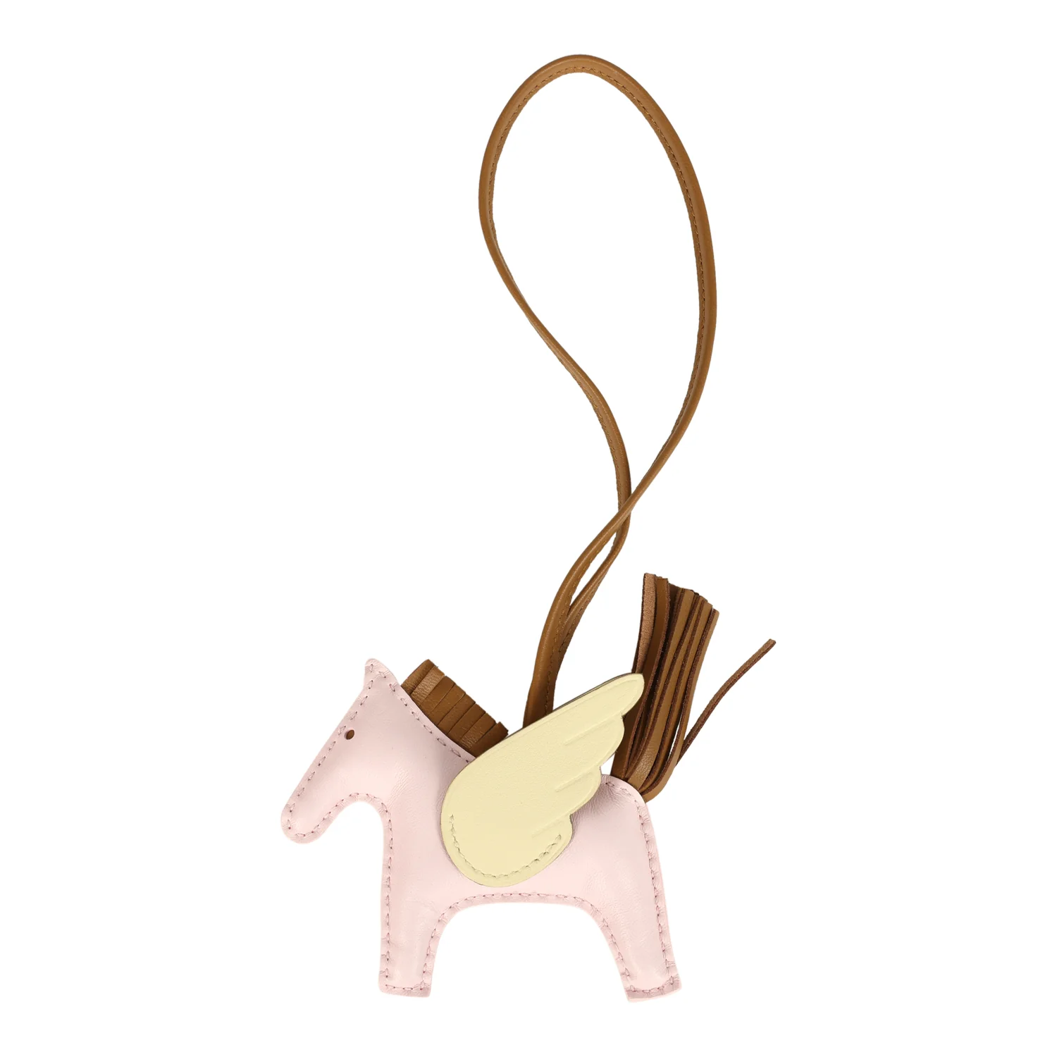 Hermes Pegase Rodeo Bag Charm PM Rose Darling, Kraft & Jaune Milton Milo Lambskin