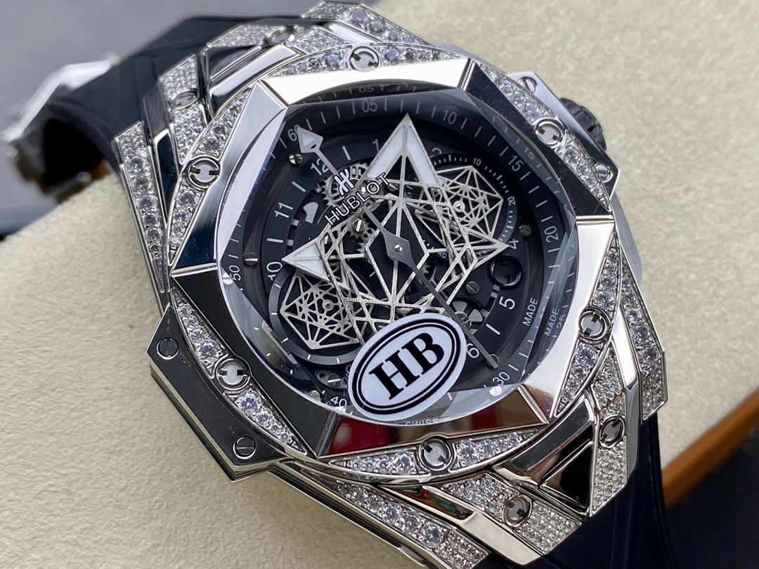 418.NX.1107.RX.1604.MXM20 Hublot Big Bang Sang Bleu II Titanium Pave