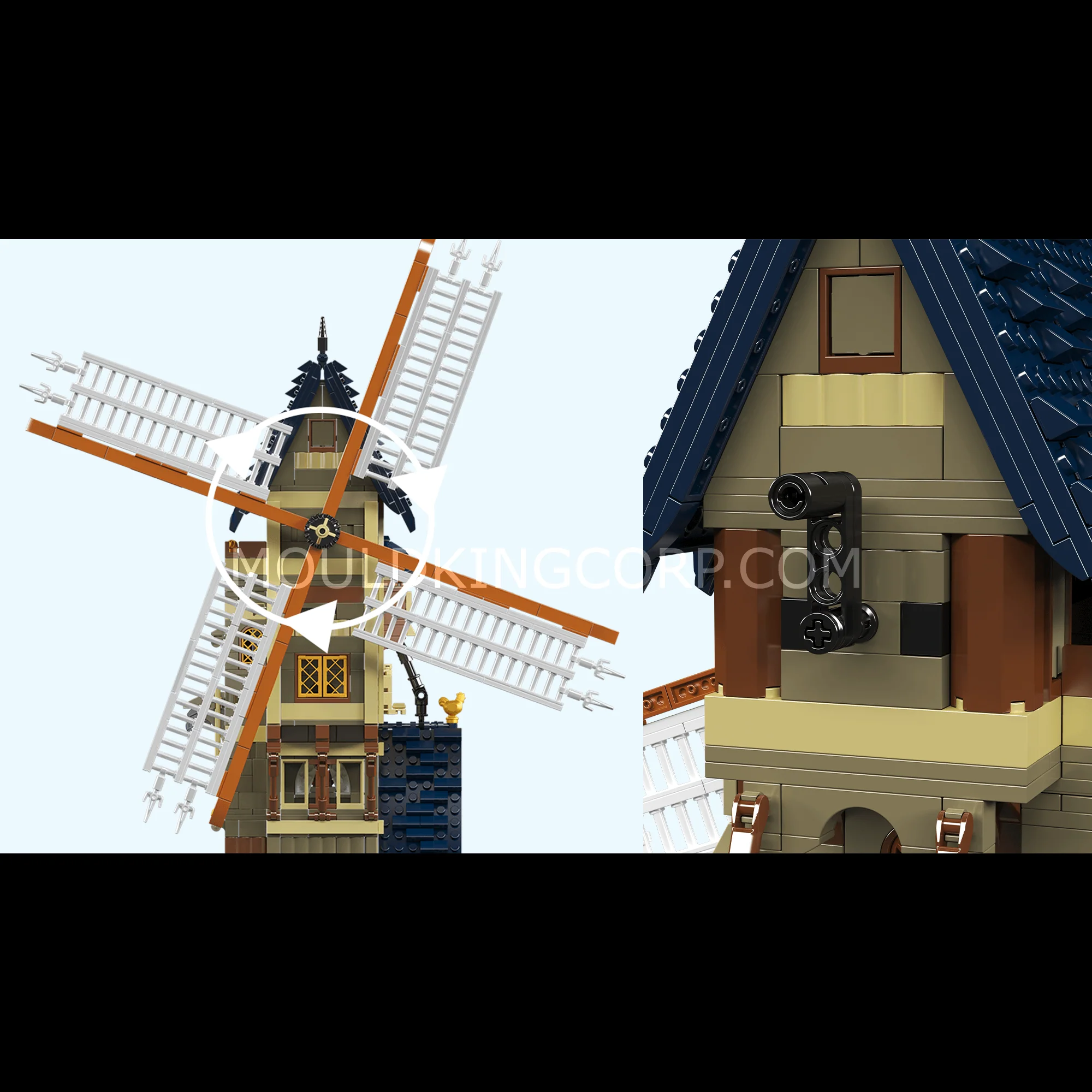 Mould King 10060 Medieval Europe Windmill Building Set | 1,584 Pcs