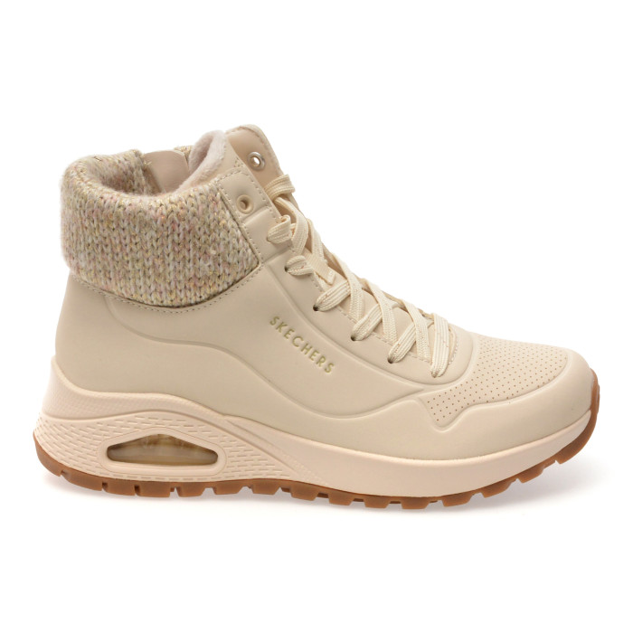 Ghete SKECHERS bej, UNO RUGGED, din piele ecologica