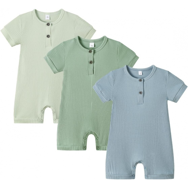 VAELIRAEL Baby Boy Girl 2/3 Pack Solid Romper