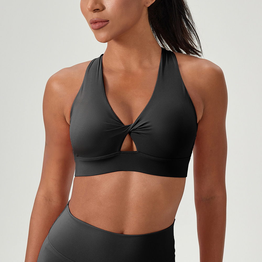 Popular European and American style yoga bra with removable breast pads, quick-drying sports vest, buckle, shockproof fitness underwear
