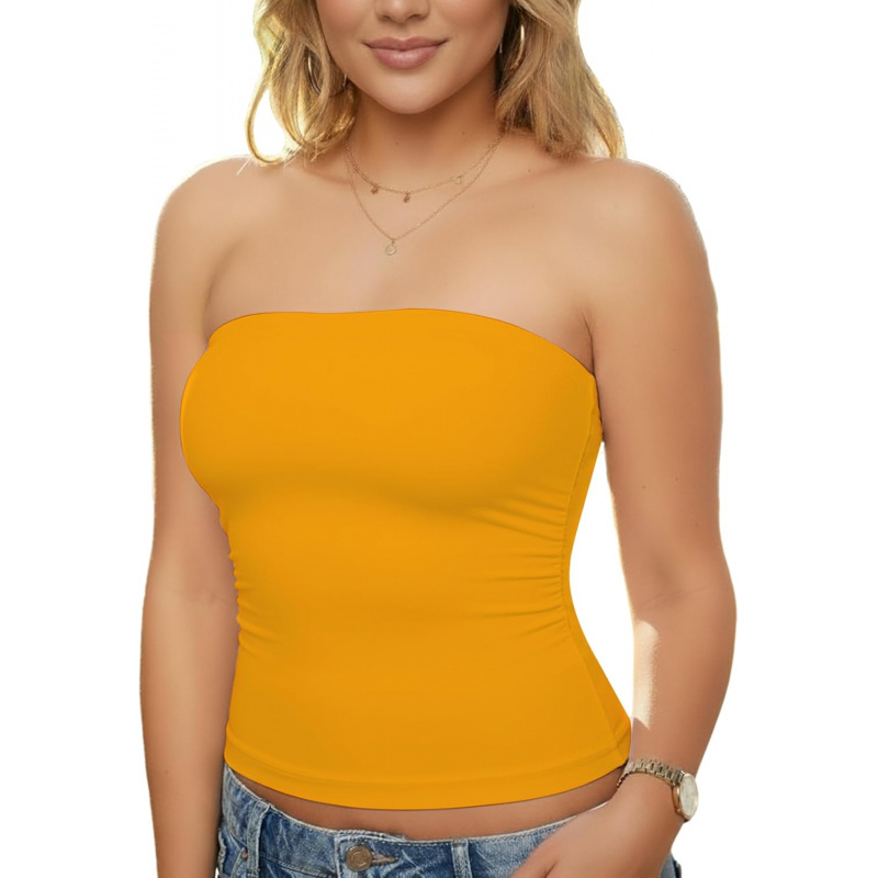 AURETOP Women's Tube Top Strapless Bandeau Crop Top
