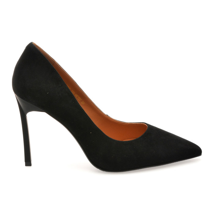 Pantofi eleganti EPICA negri, E19070, din piele intoarsa