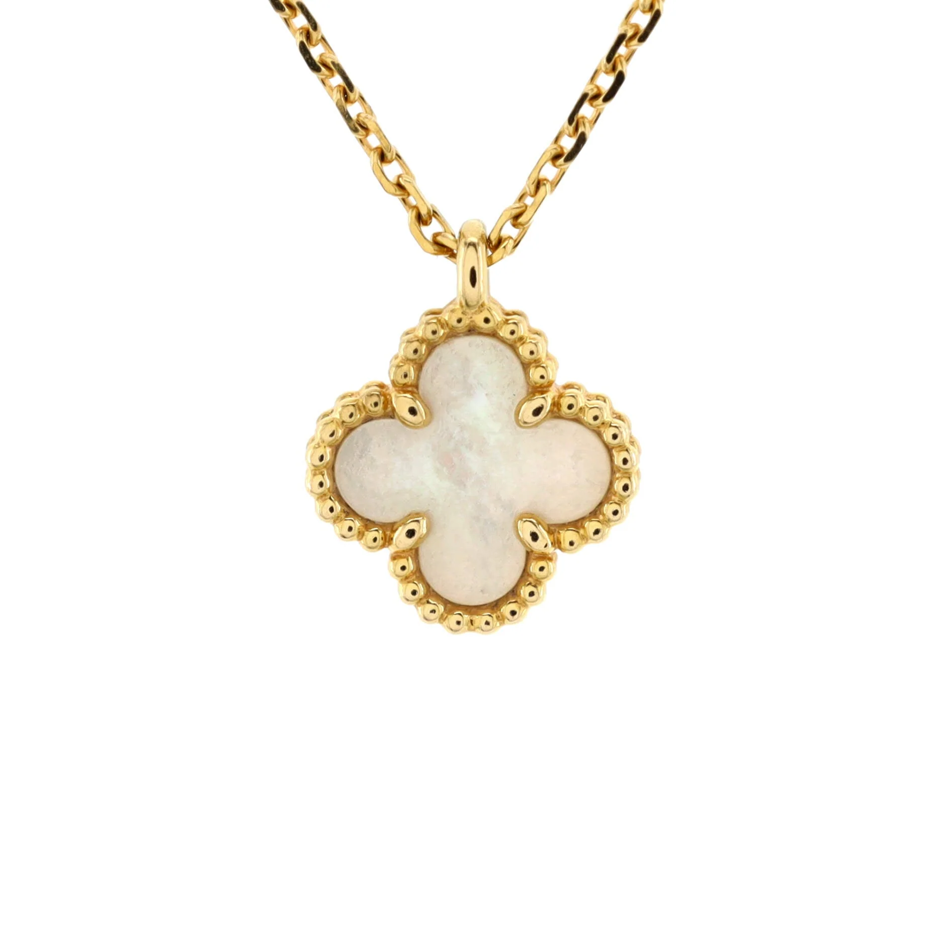 Sweet Alhambra Pendant Necklace 18K Yellow Gold and Mother of Pearl