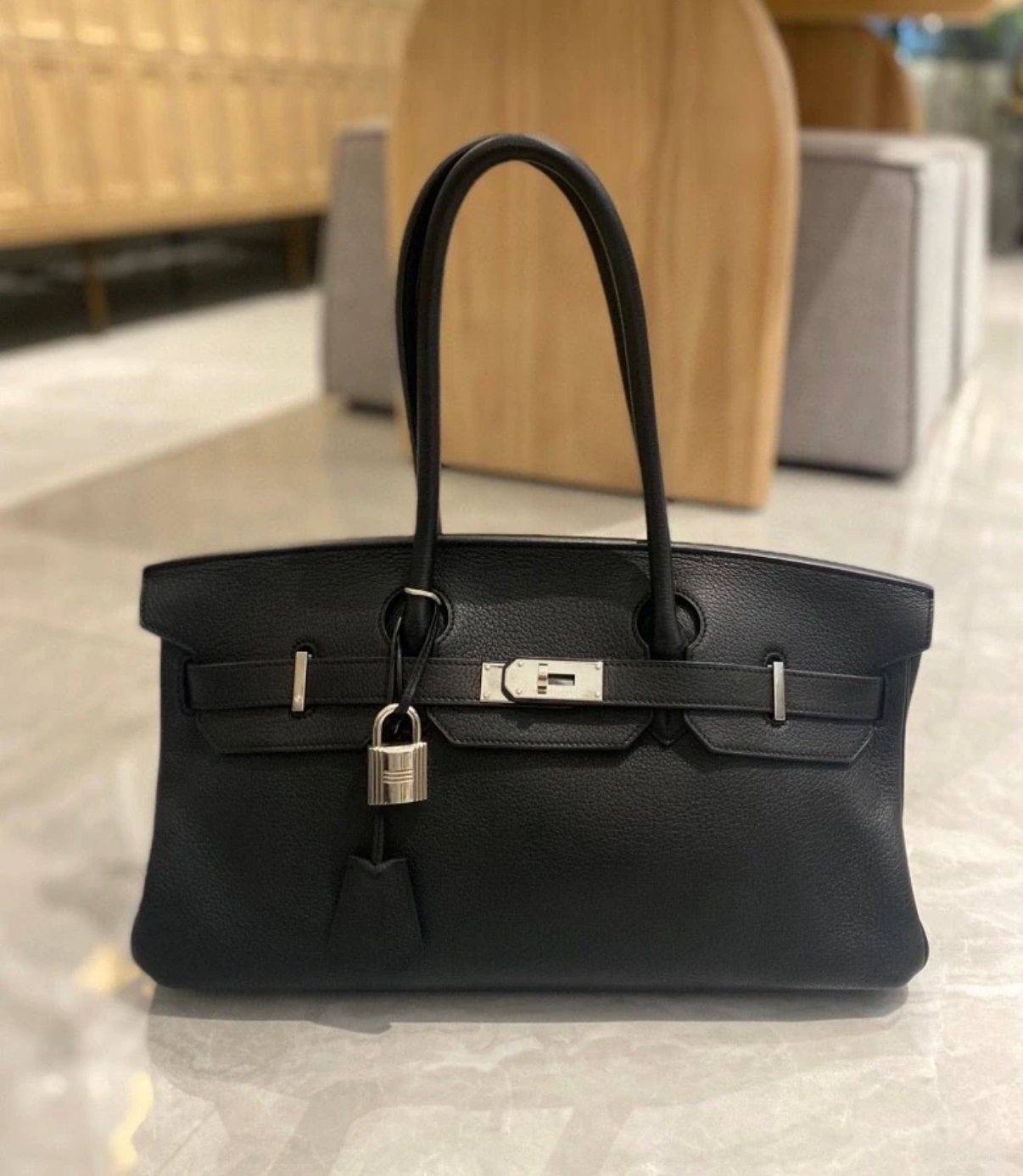 Hermès Brikin JPG 29 black silver buckle custom