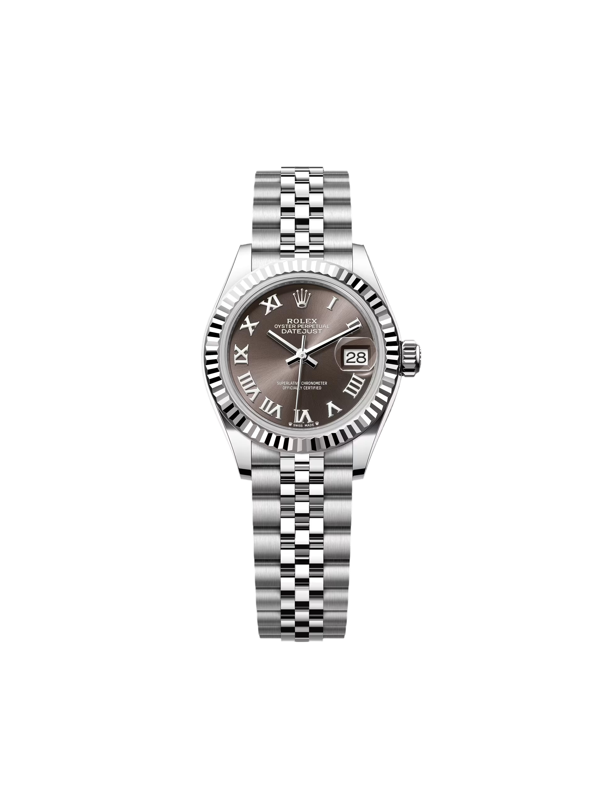 【Super Clone】RLX Lady-Datejust 28mm 279174 Dark Grey Roman Dial Oyster Bracelet