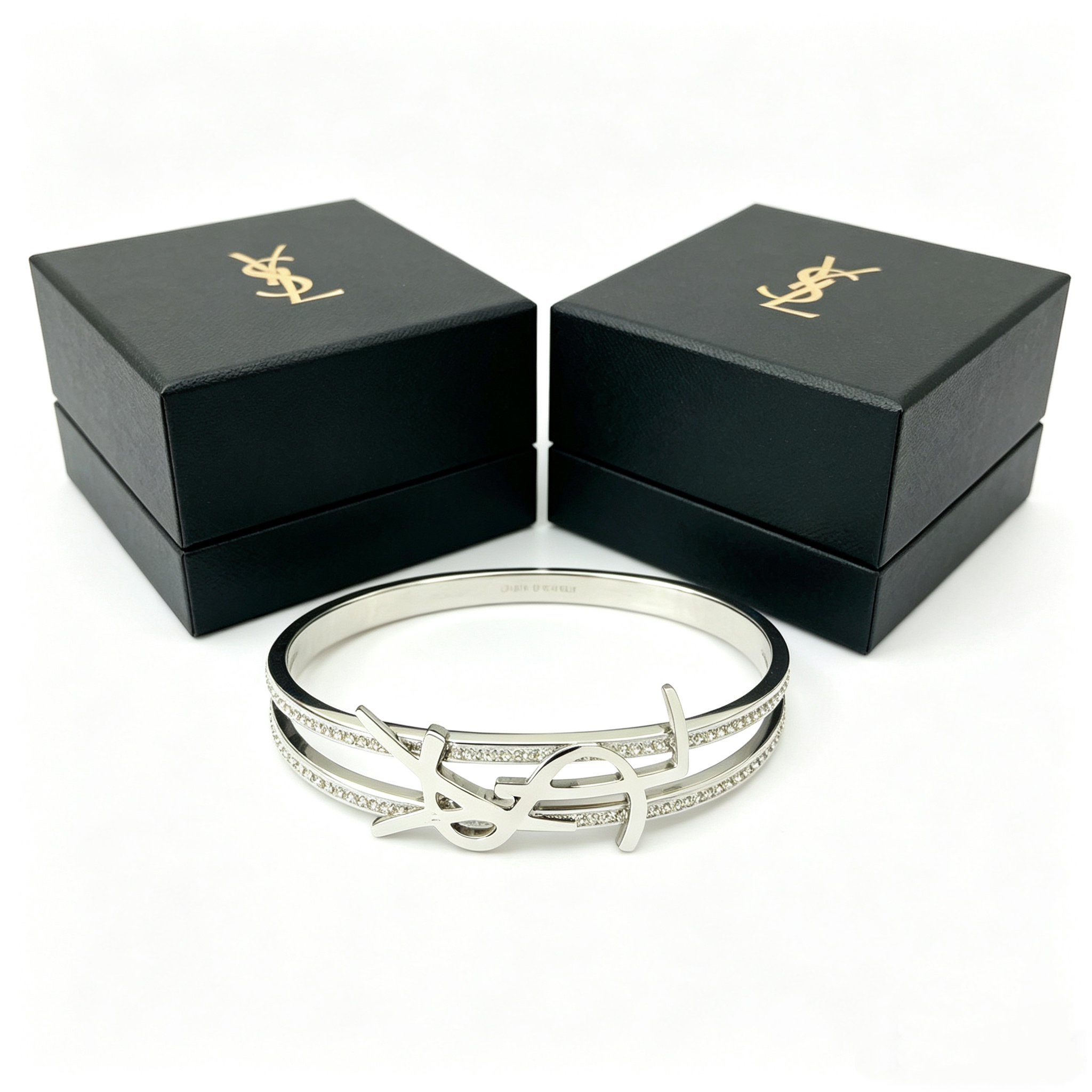 YLS — Double-layer Diamond-set Metal Bangle