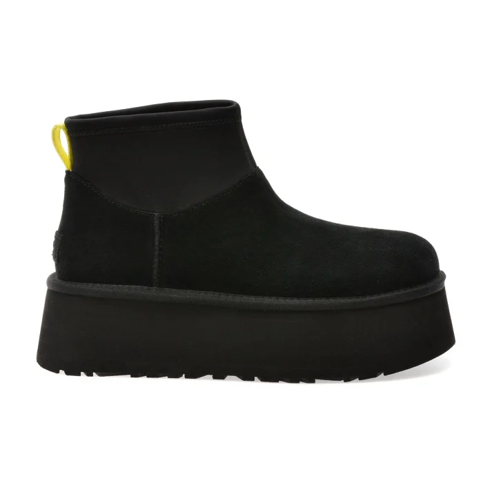 Ghete UGG negre, CLASSIC MINI DIPPER, din piele intoarsa