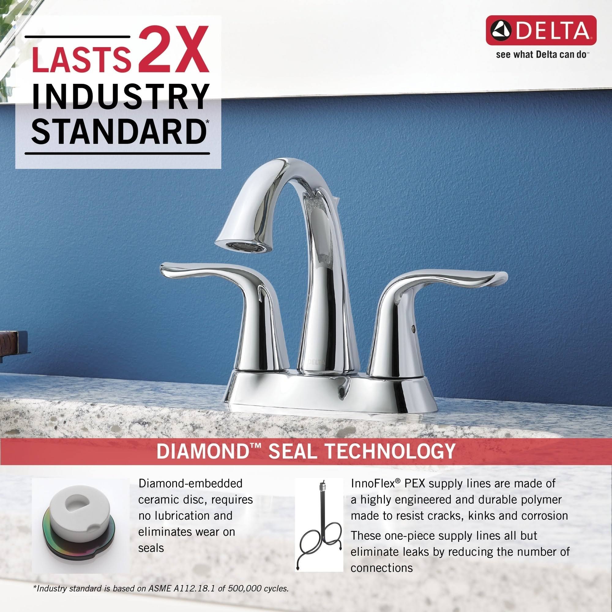 Delta 2538-MPU-DST Lahara Two Handle Centerset Bathroom Faucet, Chrome