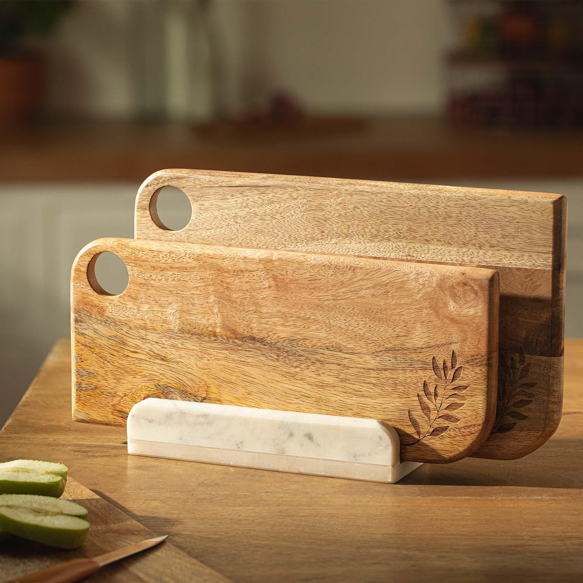 Wooden Chopping Board Set with Stand