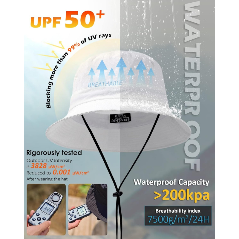 Water-Resistant Bucket Hat for Women Men Rain Hat