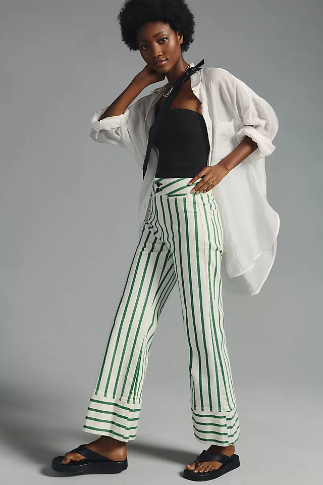 NY Brighton Wide-Leg Crop Jeans DARK GREEN