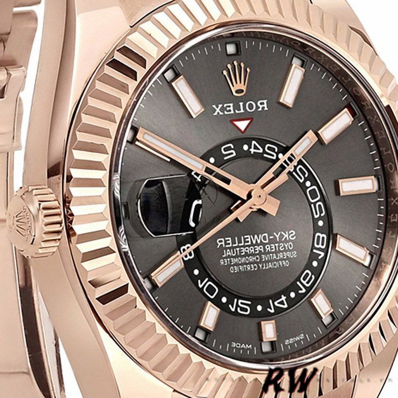Rolex Sky-Dweller 326935 Everose Gold Dark Rhodium Stick Dial 42mm Mens Replica Watch