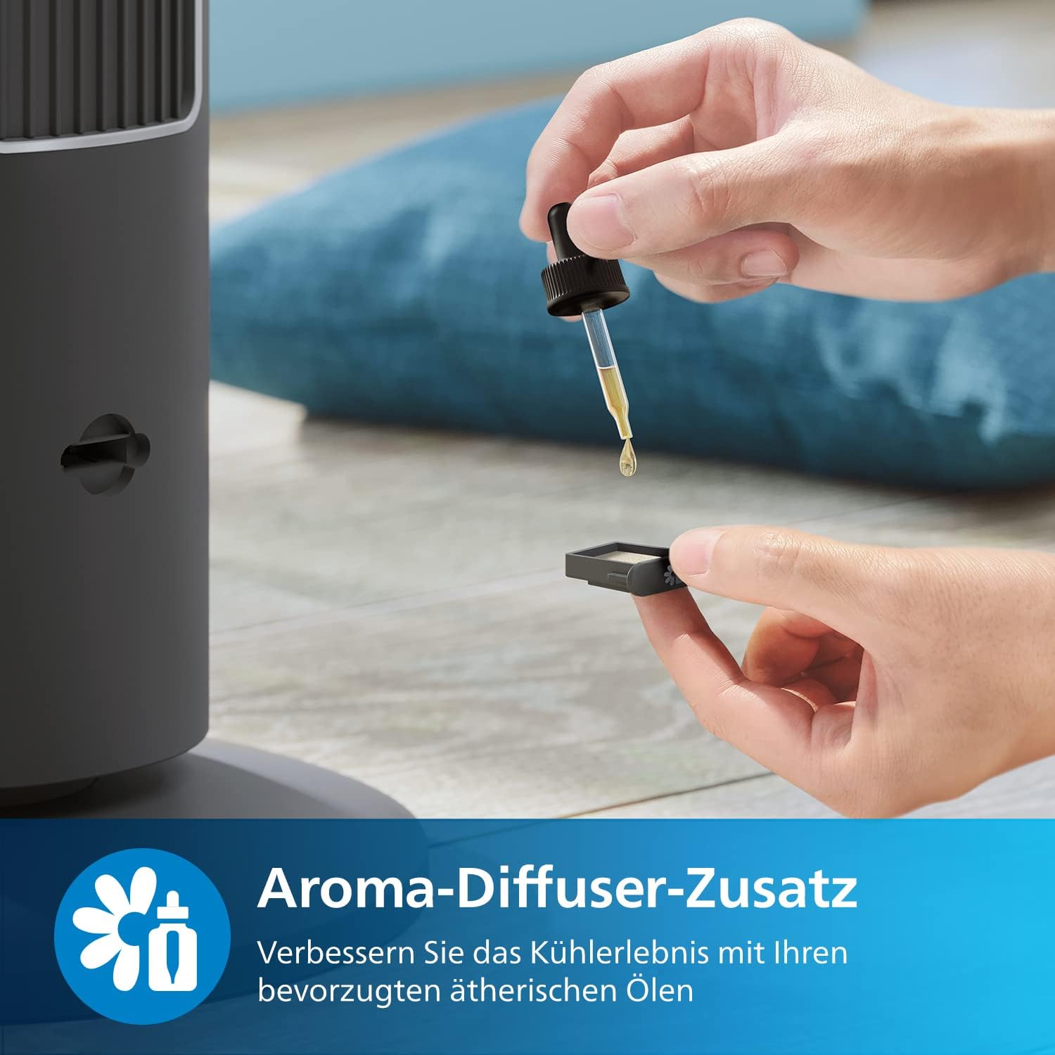 PHILIPS Turmventilator 5000 Serie, Grau, Fernbedienung, 2.230 m³/h Airflow | 105 cm, mit 28-46 dB(A), Timer, 3 Geschwindigkeitsstufen, Oszillation 60°, gleichmäßige Luftumwälzung (CX5535/11)