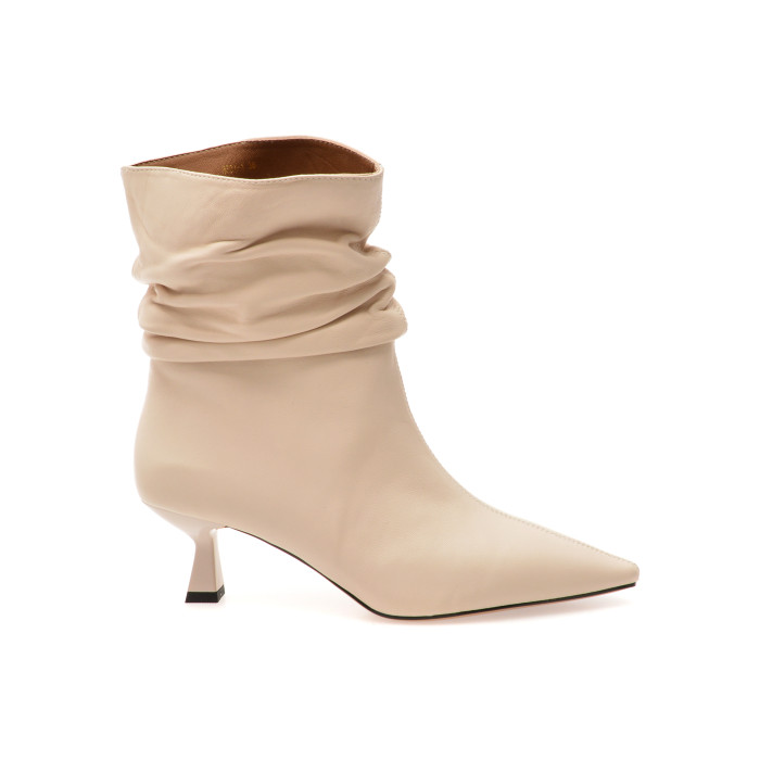 Botine elegante EPICA albe, H3011, din piele naturala