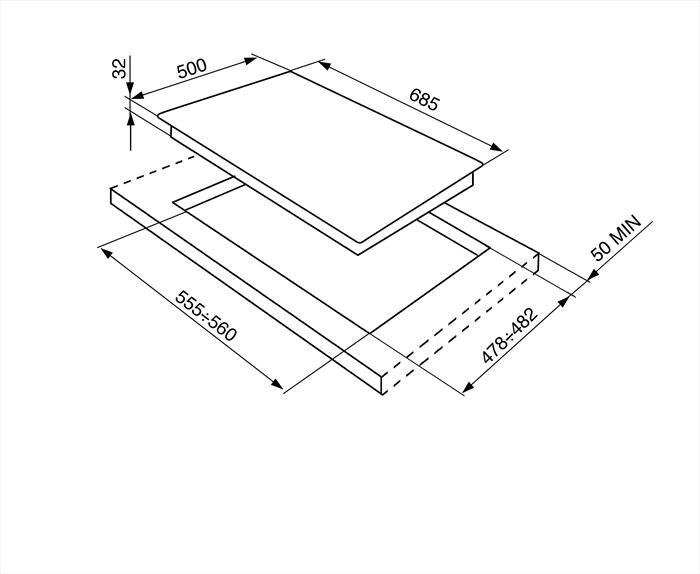 SMEG - Piano cottura a gas SRV876POGH 5 fuochi 68,5cm-Panna