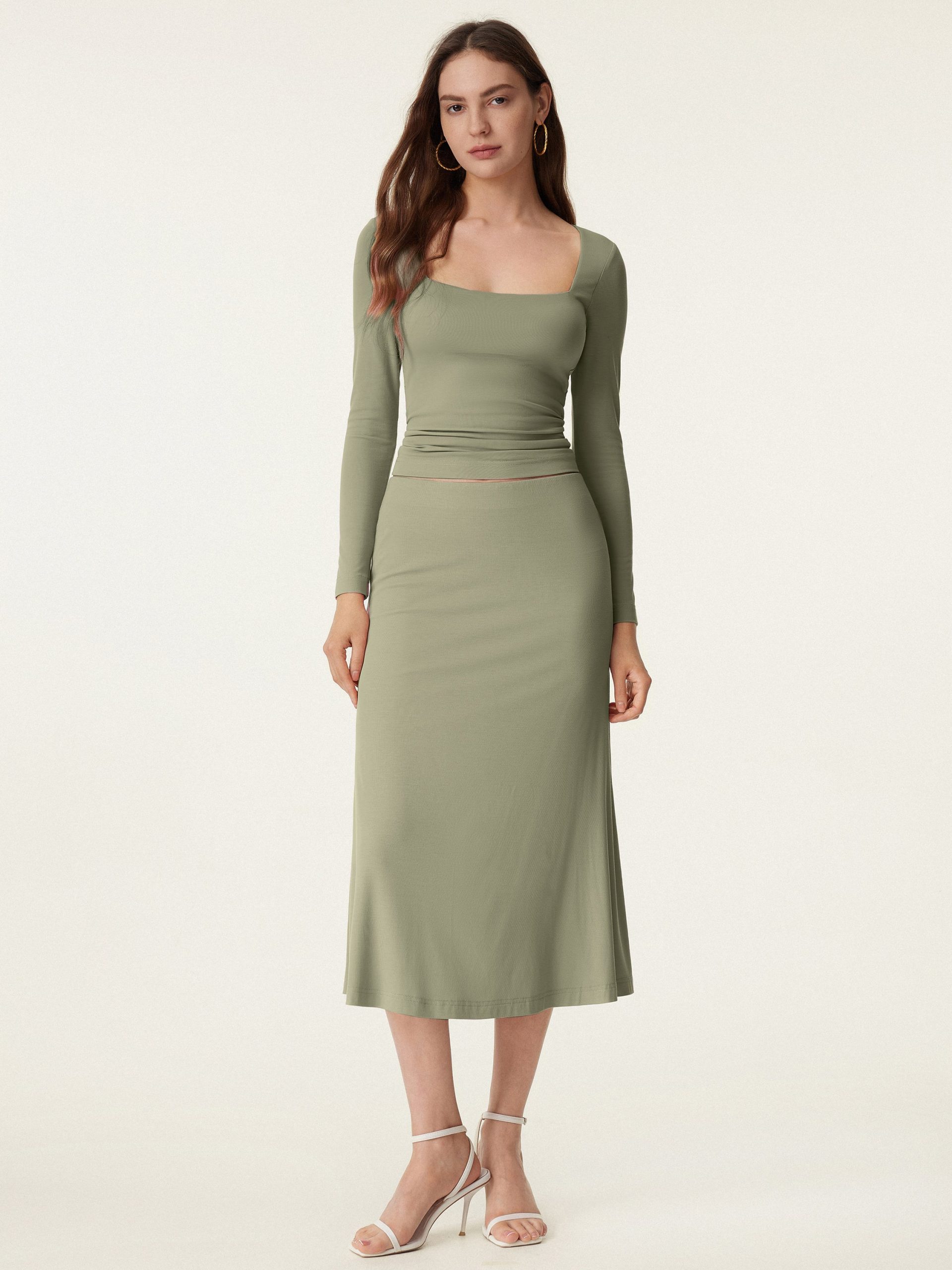 Breezy Pull-on Mermaid Midi Skirt