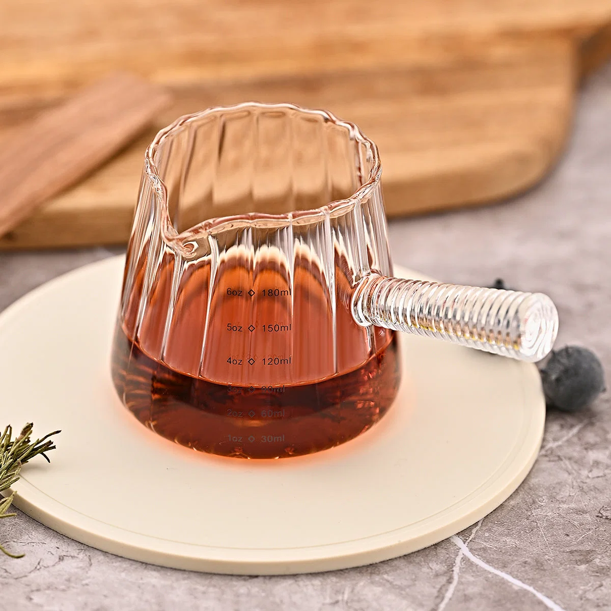 Glass milk pitcher