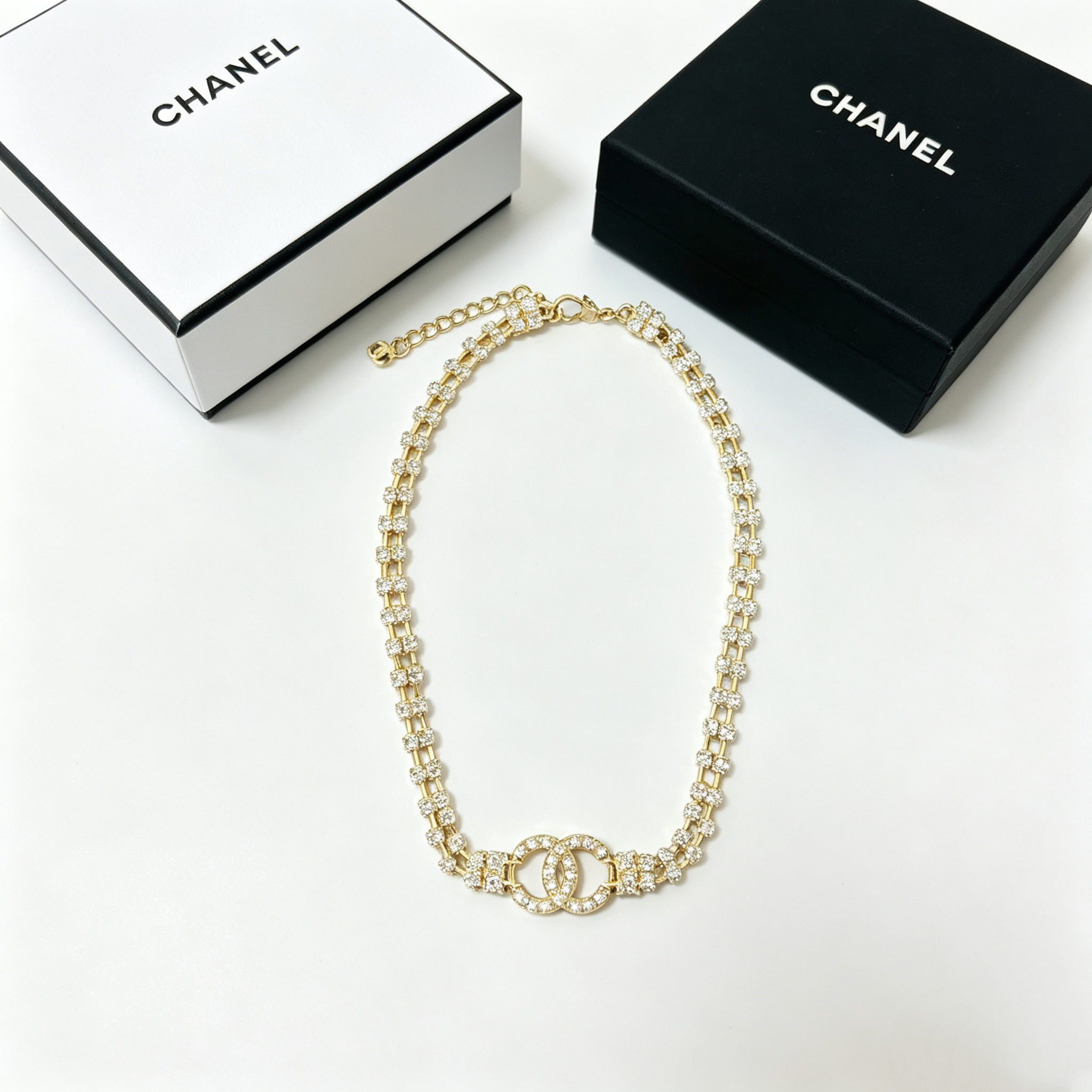 C—Metal Necklace with Diamond Inlay Style 2