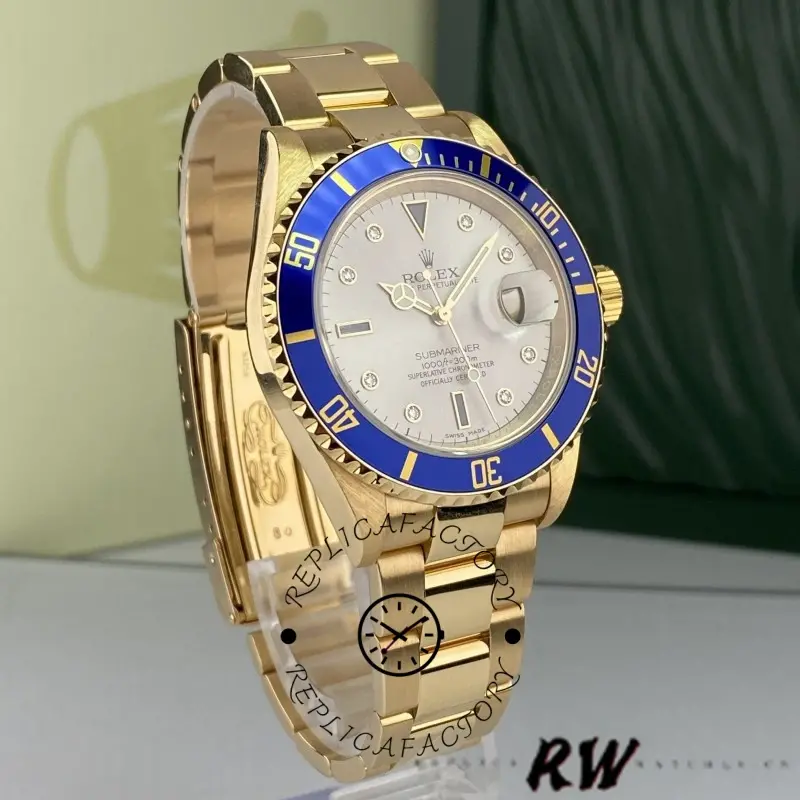 Rolex Submariner 16618 Serti Dial Blue Bezel 40mm Mens Replica Watch