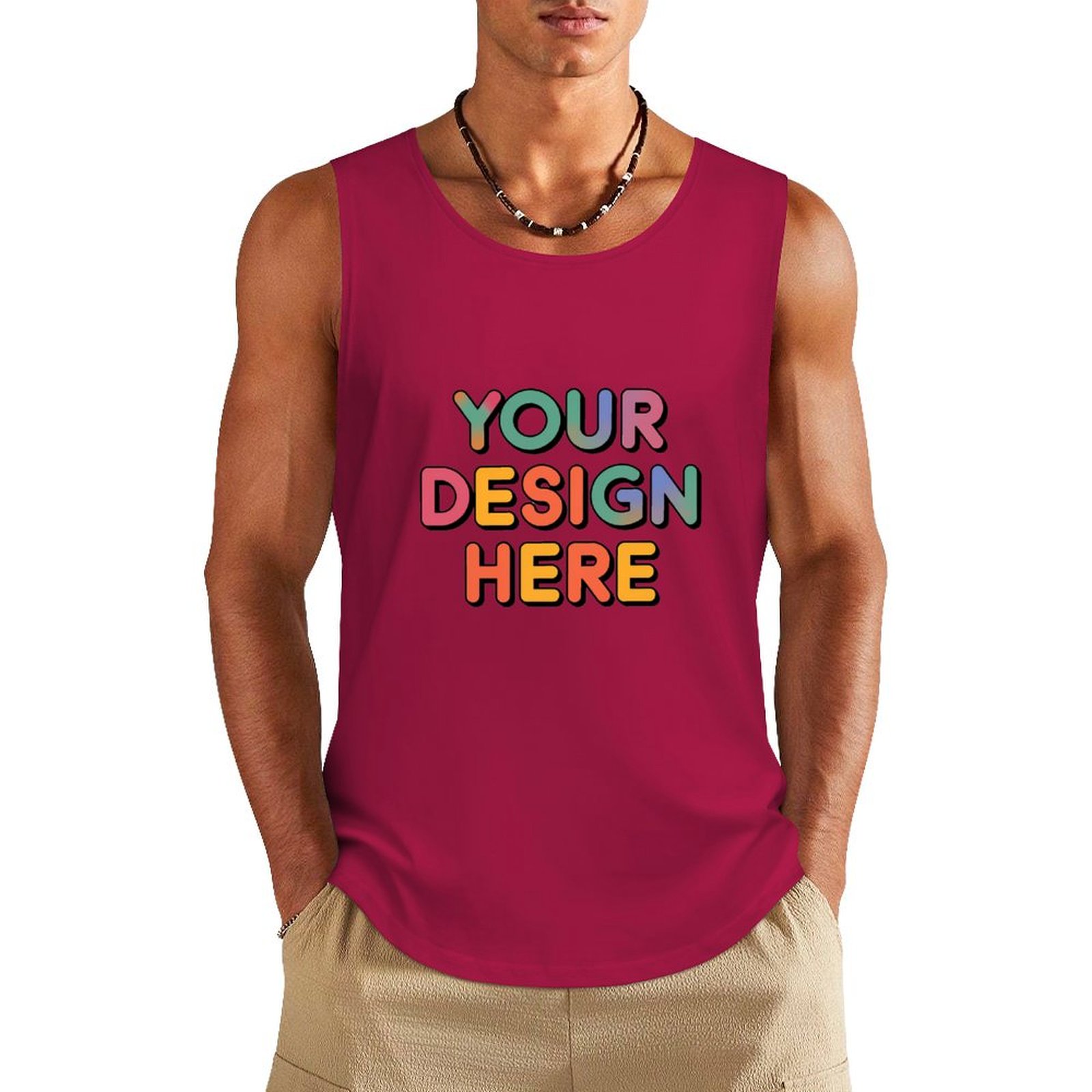 Personalized Custom Men’s 100% Cotton Sleeveless Vest