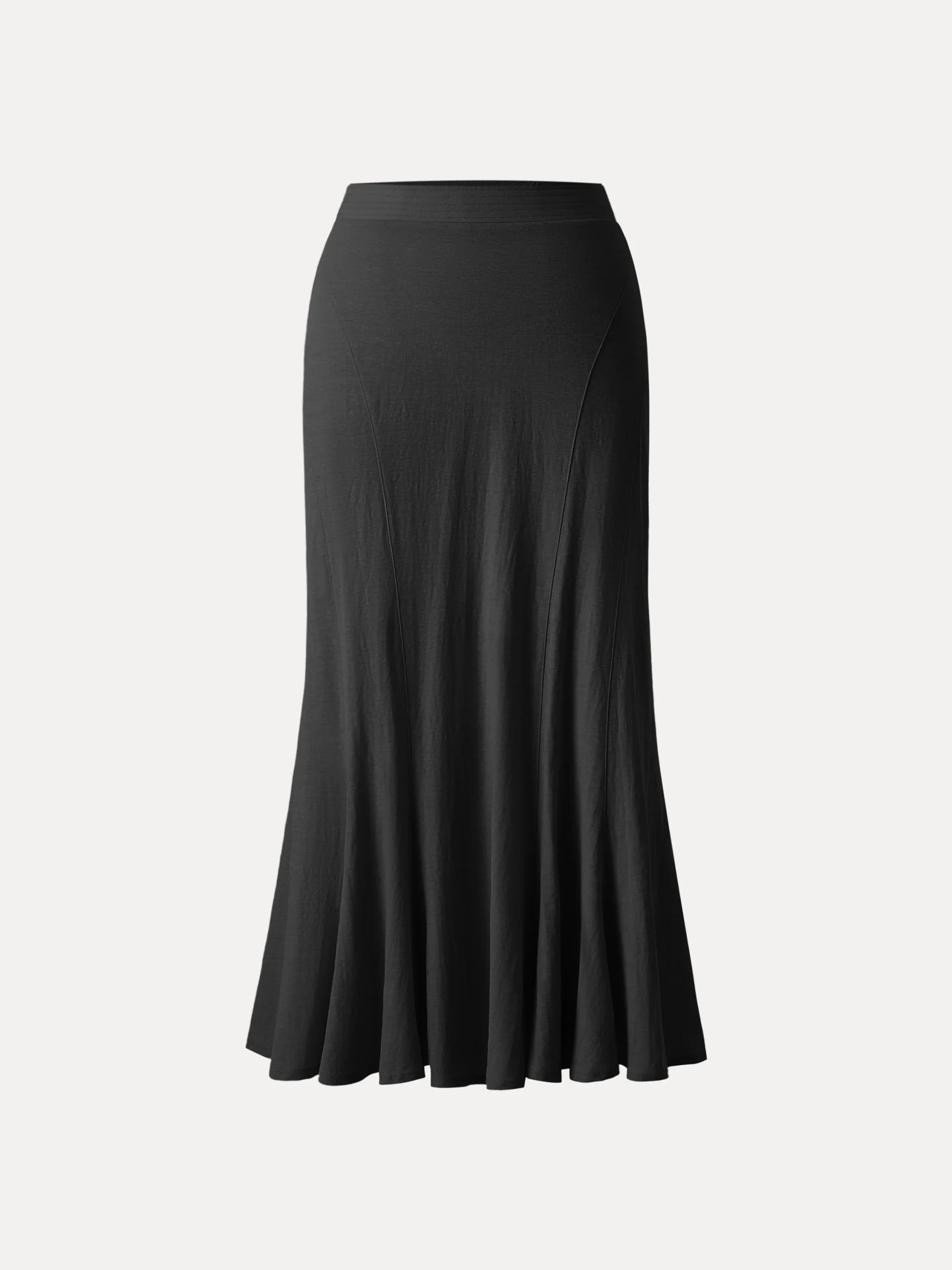 Wrinkle-free Cotton-linen Pull-on Midi Skirt