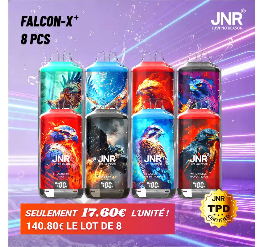 Pack de 8 JNR Falcon X⁺ (Plus) - Édition Trio 28000 Puffs