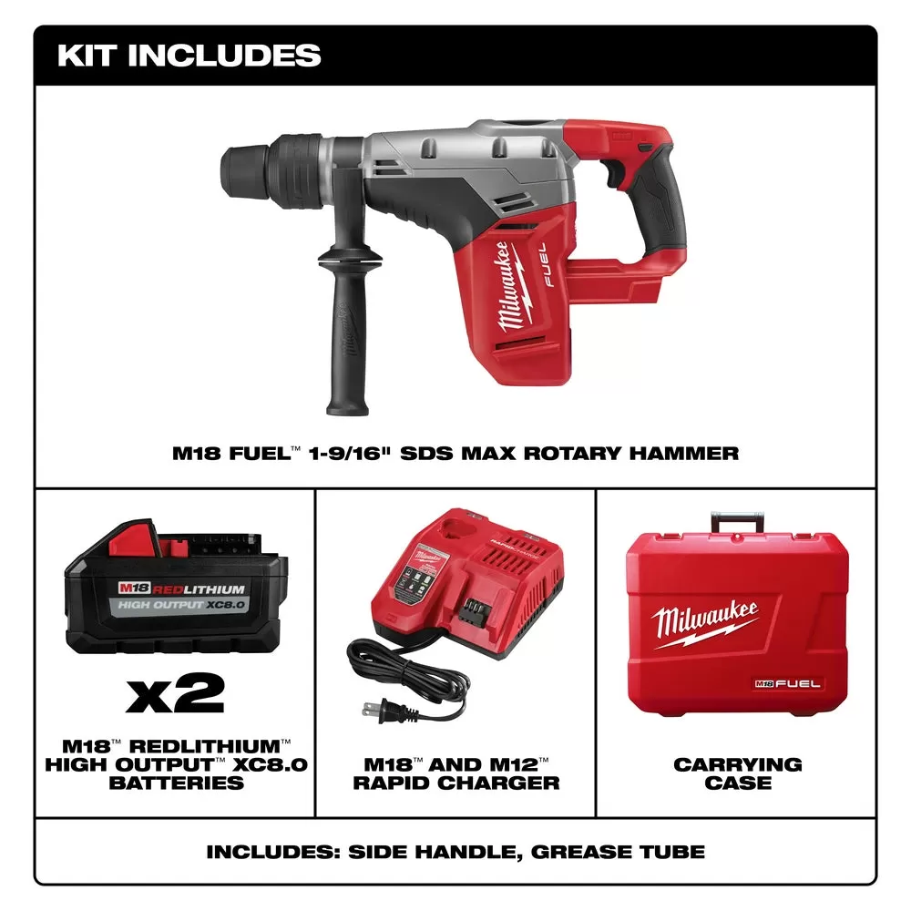 Milwaukee Pre-Sale 2717-22HD M18 FUEL 18V 1-9/16-Inch SDS Max Hammer Drill Kit